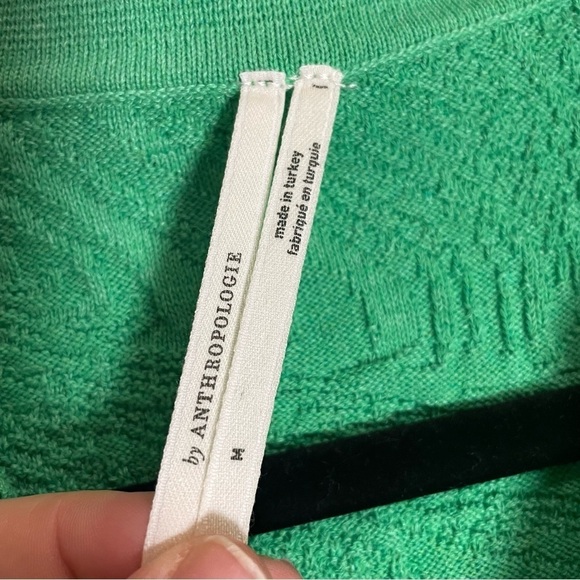 By Anthropologie Long-Sleeve Polo Sweater Mini Dress Green Medium - Picture 8 of 9